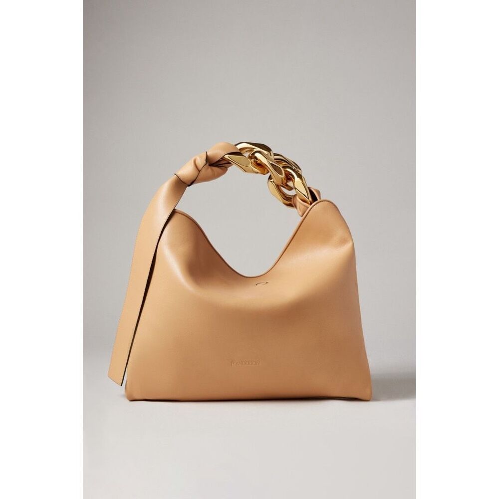 JW Anderson Chain Hobo Bag in Tan Calfskin Leather / Gold